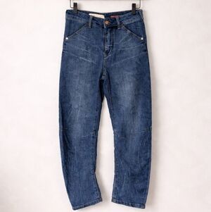 Anthropologie Pilcro Barrel Leg Jeans 24P Petite High Rise Modern Utility Denim